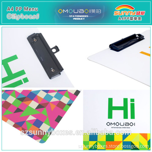 China Manufacturer Cheap A4 PP Drawing Folder With Board Clip